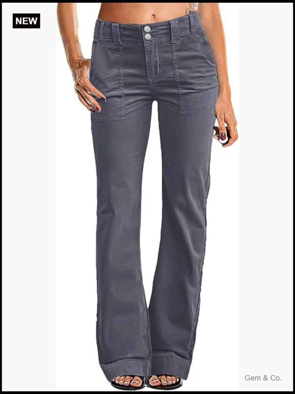 Mid Rise Flared Wide Leg Corduroy Pants 31" Inseam Work Trousers